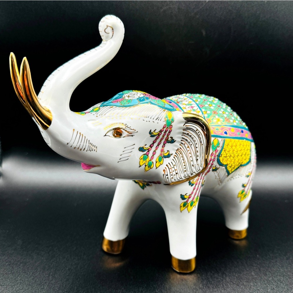 Hand Painted Thailand‎ Porcelain Elephant CSD Commando Presentation Box Rare